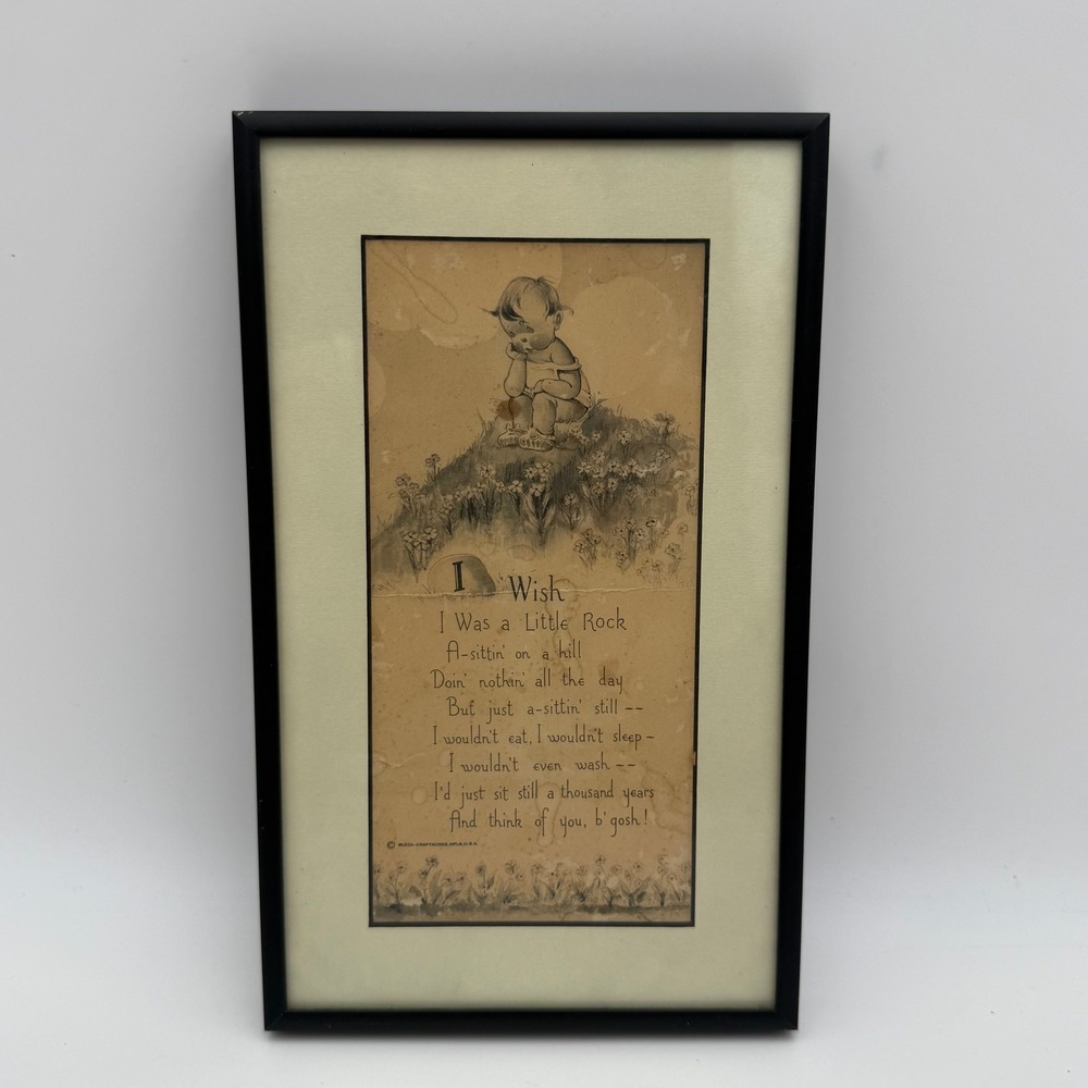 Vintage Buzza-Craftacres I Wish I Was a Little Rock Framed Poem Print Art